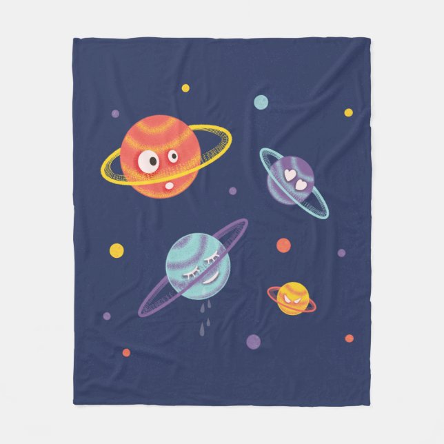 Manta Polar Cute Planetas Personalizados Niños de la ciencia e (Anverso)