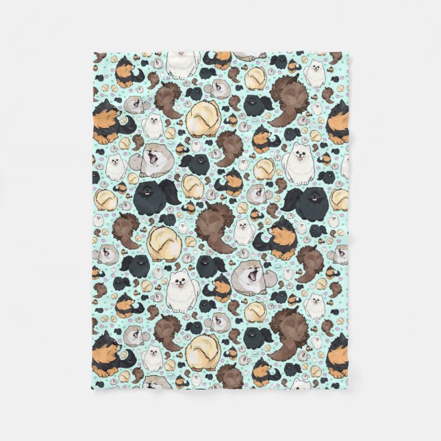Manta Polar Cute Pomeranian Throw Blanket, pequeño (Anverso)
