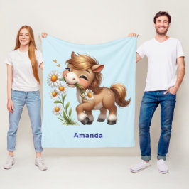 Manta Polar Cute Pony Eating Daisies