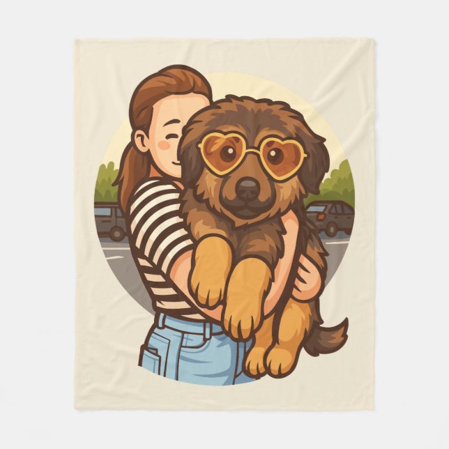 Manta Polar Cute Puppy with Heart Sunglasses  (Anverso)