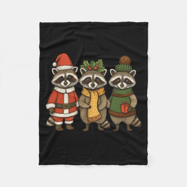 Manta Polar Cute Raccoon Christmas Funny Holiday Santa Claus A (Anverso)
