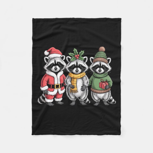 Manta Polar Cute Raccoon Christmas Funny Holiday Santa Claus A (Anverso)