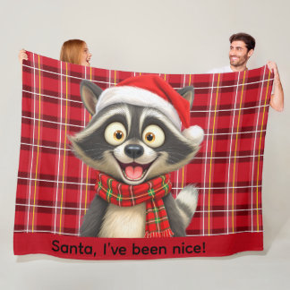 Manta Polar Cute Raccoon Santa I've been nice