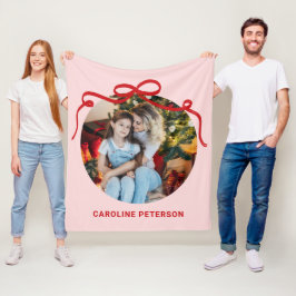 Manta Polar Cute Red Coquette Bow Ribbon Custom Photo Gift