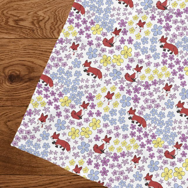 Manta Polar Cute Red Fox Colorful Wildflowers Kids (Subido por el creador)