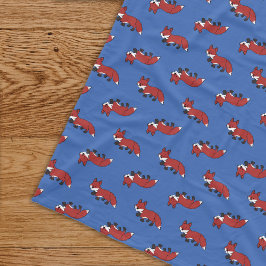 Manta Polar Cute Red Fox Pattern Blue Kids
