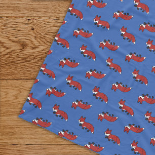 Manta Polar Cute Red Fox Pattern Blue Kids