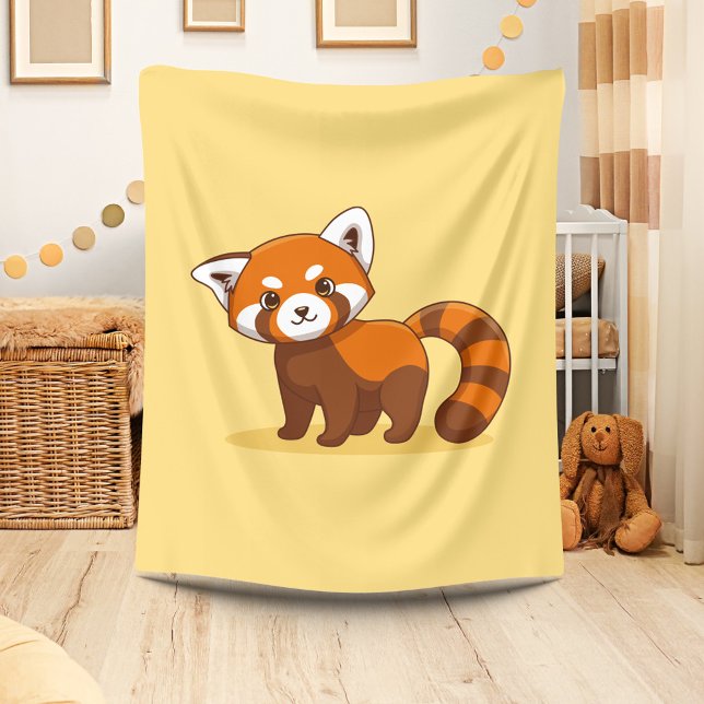 Manta Polar Cute Red Panda on Yellow (Subido por el creador)