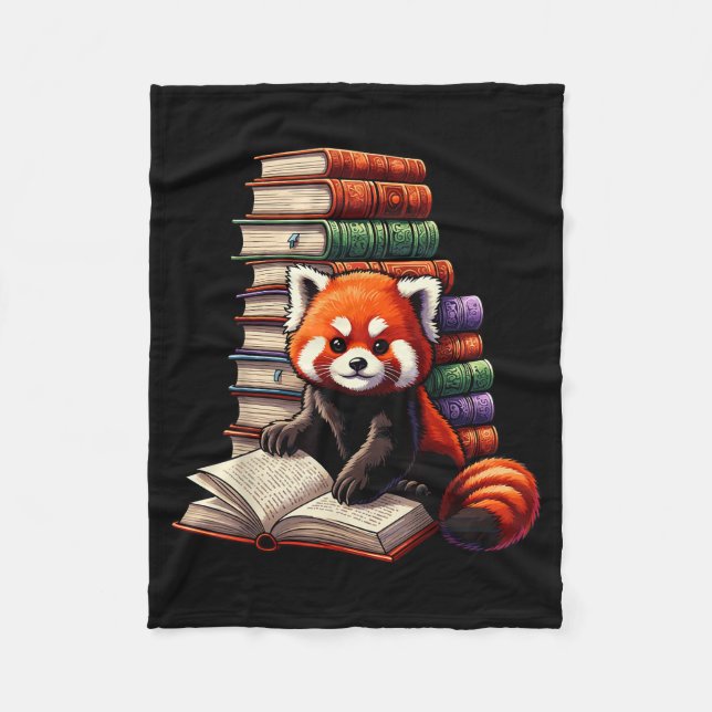 Manta Polar Cute Red Panda Reading Book Animal Bookworm  (Anverso)