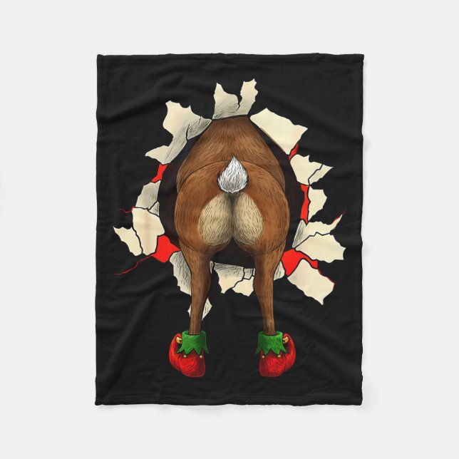Manta Polar Cute Reindeer Butt Breakthrough Navidad  (Anverso)
