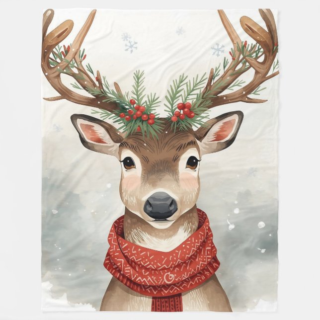 Manta Polar Cute Reindeer Christmas fleece Blanket (Anverso)