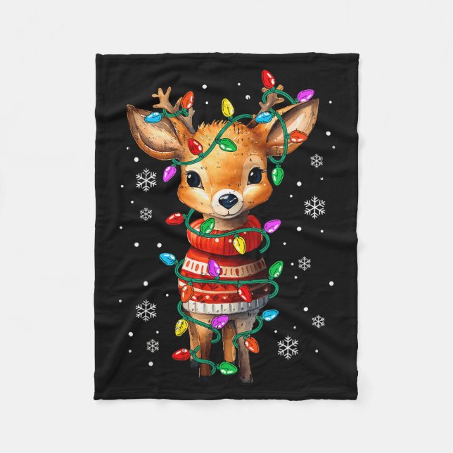 Manta Polar Cute Reindeer Christmas Lights Santa Xmas Pjm Wome (Anverso)