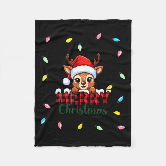 Manta Polar Cute Reindeer Merry Christmas Shirt –plaid Holiday (Anverso)