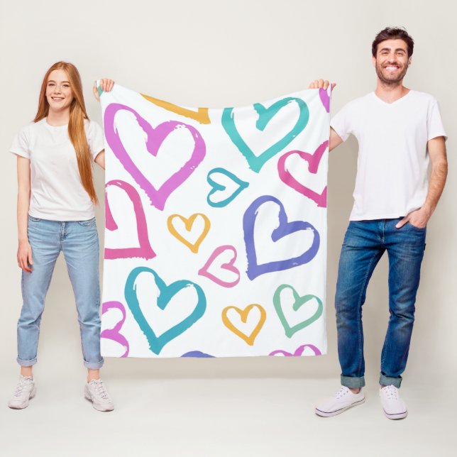 Manta Polar Cute Romantic Pastel Hearts (In situ)