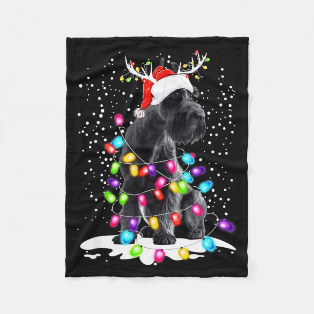 Manta Polar Cute Schnauzer With Christmas Lights  (Anverso)