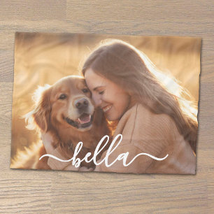 Manta Polar Cute Script Pet Photo Horizontal