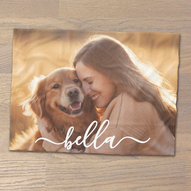 Manta Polar Cute Script Pet Photo Horizontal (Subido por el creador)
