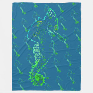 Manta Polar Cute Seahorse Art Fleece Blanket