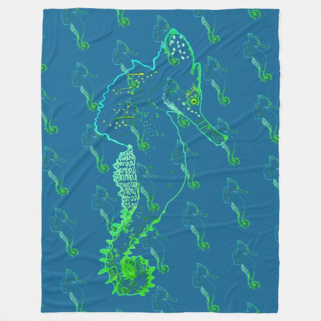 Manta Polar Cute Seahorse Art Fleece Blanket (Anverso)