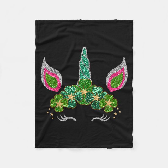 Manta Polar Cute Shamrock Irish Unicorn Face Tee St.patrick's  (Anverso)