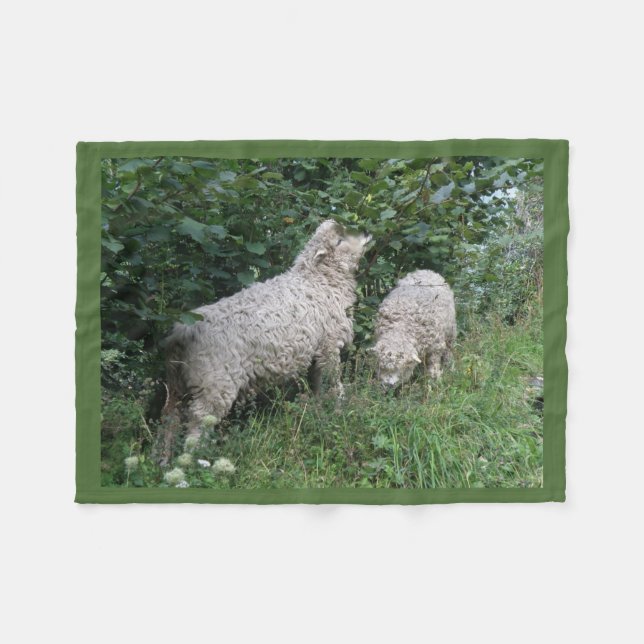 Manta Polar Cute Sheep Eating Leaves Fleece Blanket (Frente (Horizontal))