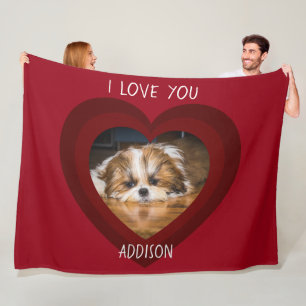 Manta Polar Cute shih tzu love Valentine heart photo