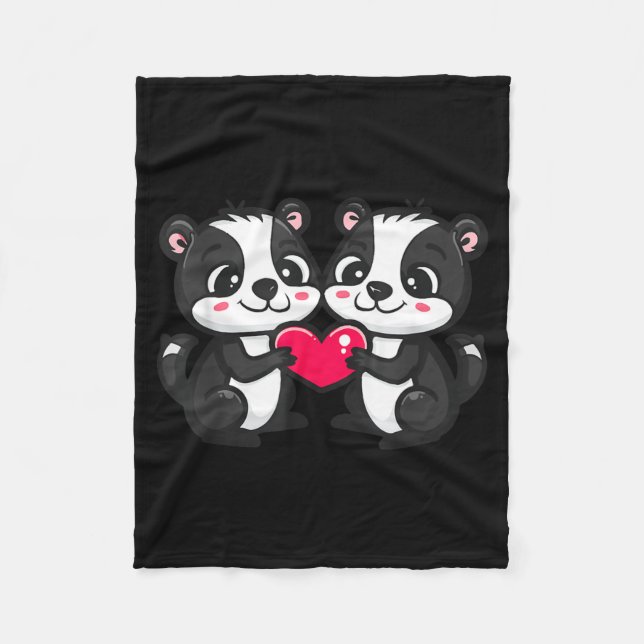 Manta Polar Cute Skunk In Love Couple Heart _ Valentines Day  (Anverso)
