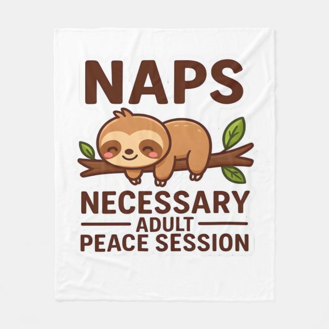 Manta Polar Cute Sloth Naps - Necesaria Sesión De Paz Para Adu (Anverso)