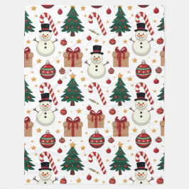 Manta Polar Cute Snowman & Candy Cane Christmas Throw Blanket 