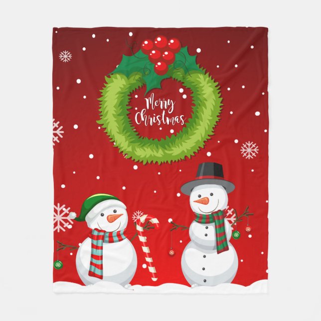Manta Polar Cute Snowman Christmas Fleece Blanket (Anverso)