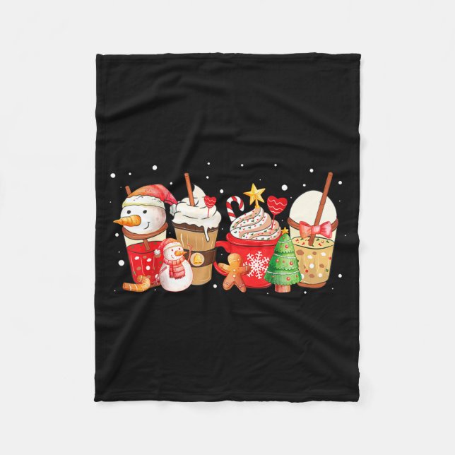 Manta Polar Cute Snowman Coffee Lover Latte Gingerbread Funny  (Anverso)