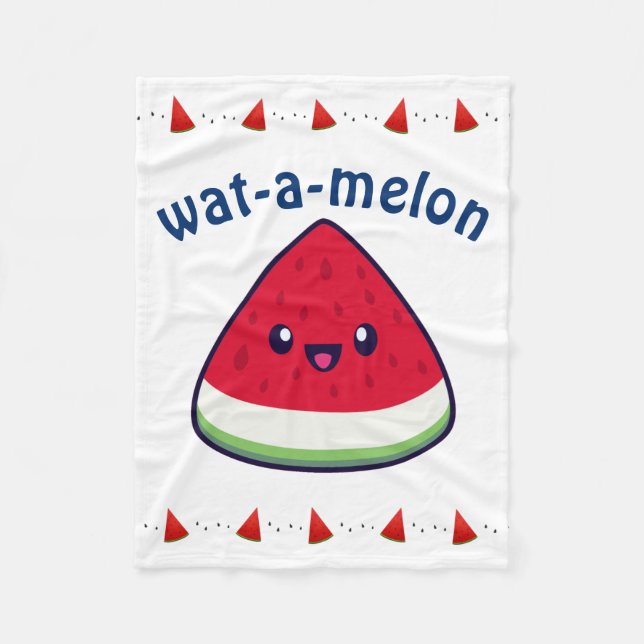 Manta Polar Cute Sonriente sandía Kawaii (Anverso)