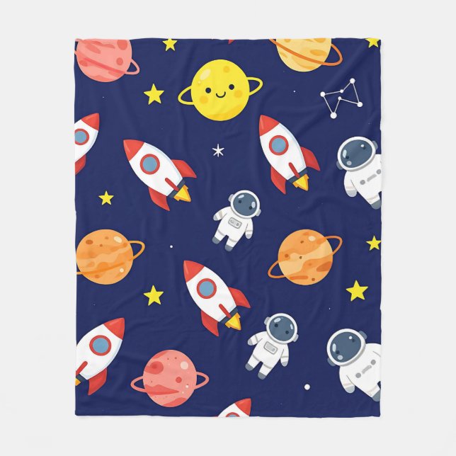 Manta Polar Cute Space Explorer Kids Pattern (Anverso)
