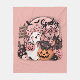 Manta Polar Cute Spooky Besties Fantasma y Murciélago Hallowee