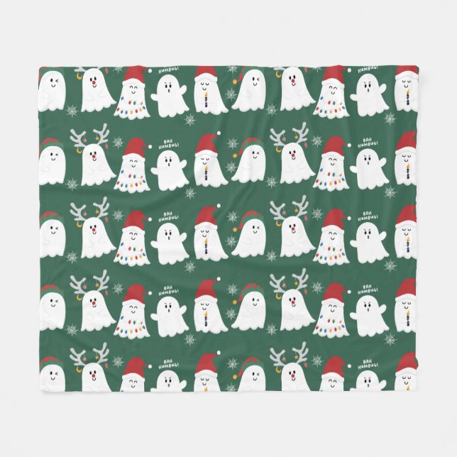 Manta Polar Cute Spooky Navidades Ghost Fleece Blanket (Frente (Horizontal))