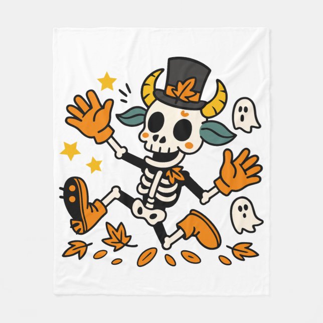 Manta Polar Cute Spooky Skeleton Goat Fleece Blanket (Anverso)