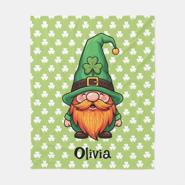 Manta Polar Cute St. Patrick's Day Lucky Leprechaun Gnome  (Anverso)