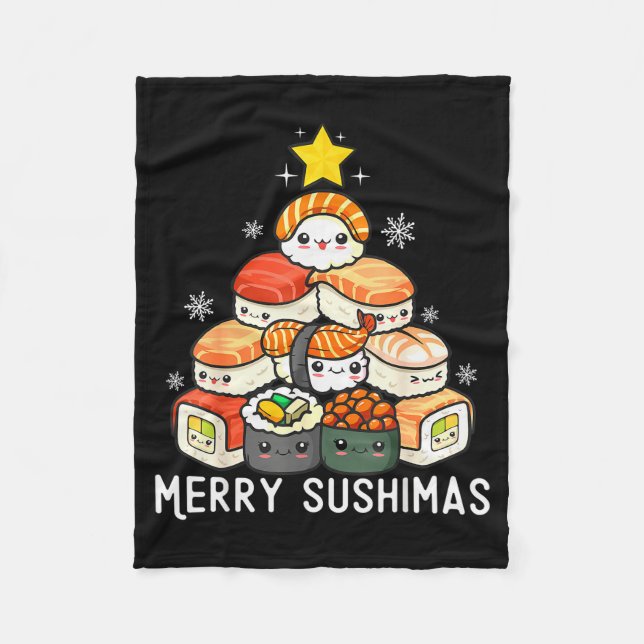 Manta Polar Cute Sushi Christmas Tree Fast For Food Lover Men  (Anverso)
