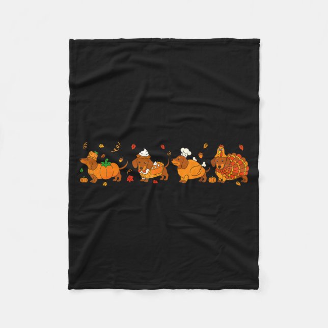 Manta Polar Cute Thanksgiving Dachshund Dogs Fall Gobble Prepp (Anverso)