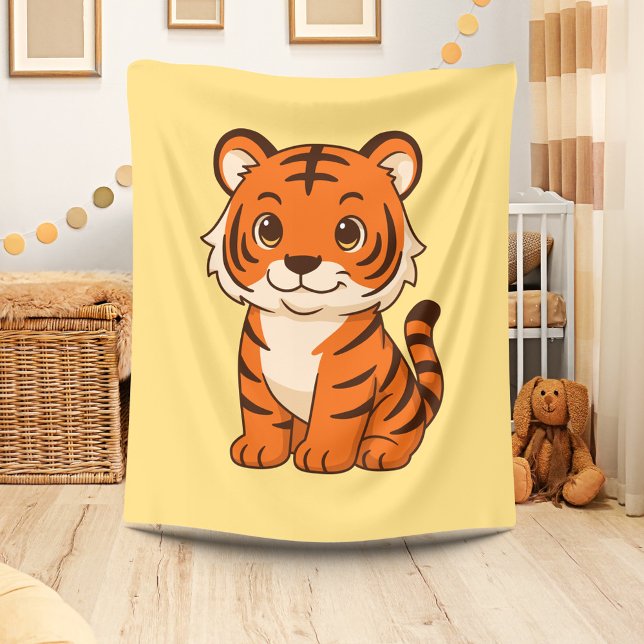 Manta Polar Cute Tiger Cub on Yellow (Subido por el creador)