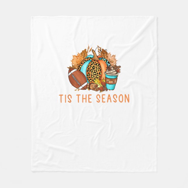 Manta Polar Cute Tis The Season Pumpkin Spice Latte Fall Footb (Anverso)