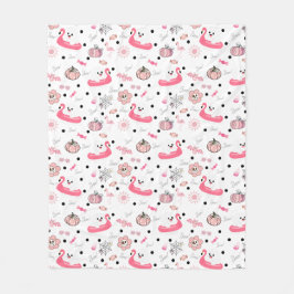 Manta Polar Cute Tropical Halloween – Ghosts & Flamingo