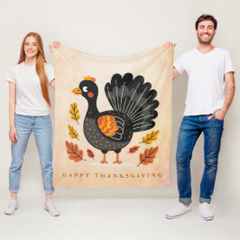 Manta Polar Cute Turkey Happy Thankcome Fleece Blanket