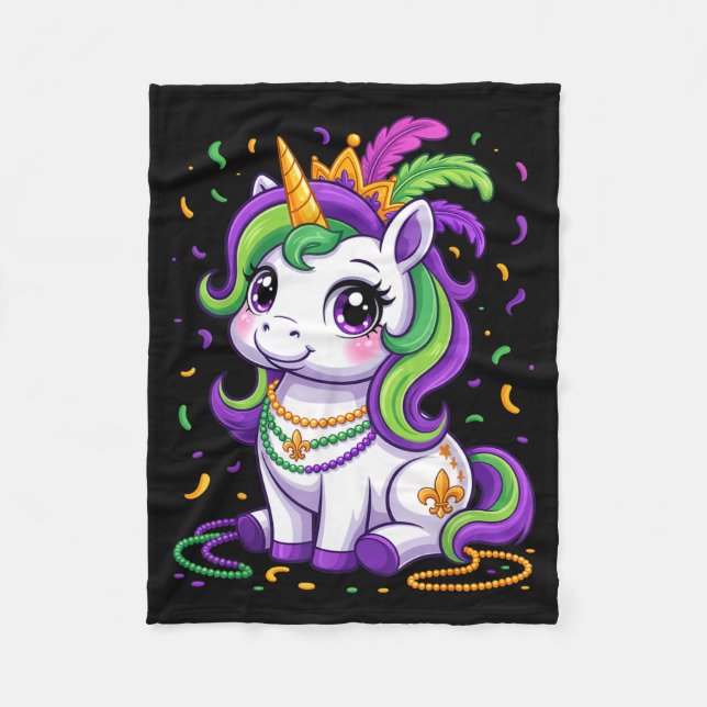Manta Polar Cute Unicorn Mardi Gras Carnival Fat Tuesday Girls (Anverso)