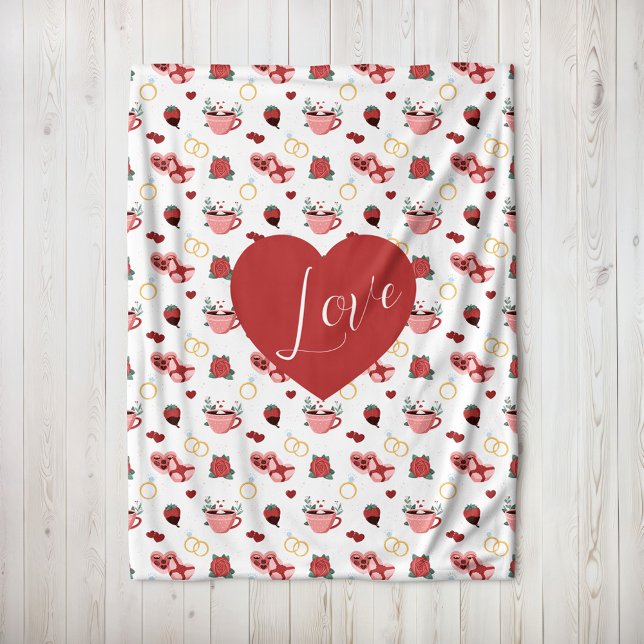 Manta Polar Cute Valentine`s Day Blanket With A Red Heart (Subido por el creador)