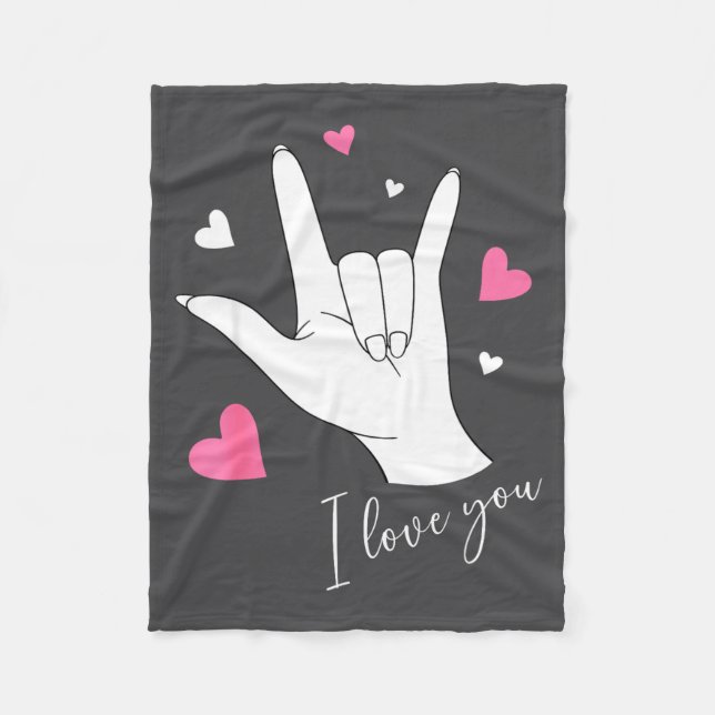Manta Polar Cute Valentines Day Hearts I Love You Hand Sign La (Anverso)