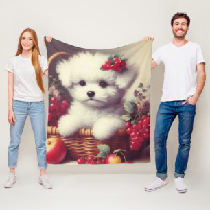 Manta Polar Cute vintage Bichon Frisé Pintura
