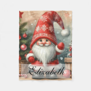 Manta Polar Cute Vintage Christmas Gnomes Watercolor Art