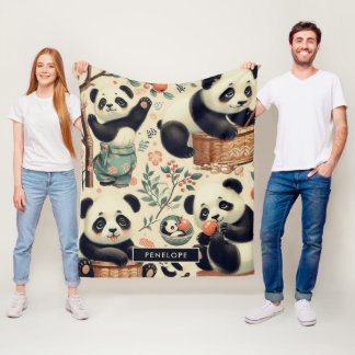 Manta Polar Cute Vintage Panda Seamless Painting