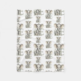 Manta Polar Cute watercolour baby animal alphabet Elephant